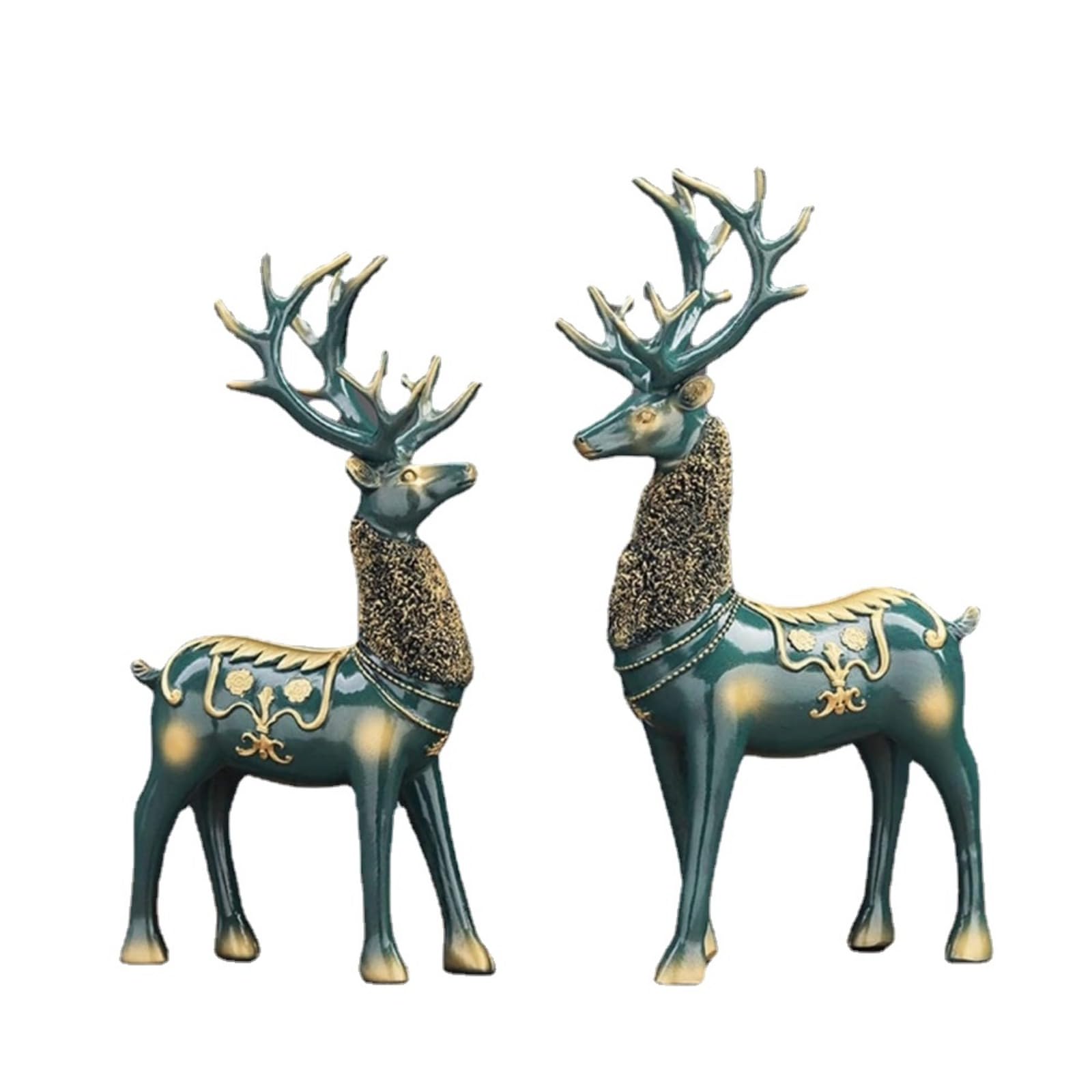 DFrywdgSEY Animal statue, Gold Deers Sculpture Resin Lucky Elk Statue Modern Home Decor for Living Room Bedroom Office Table Bookshelf