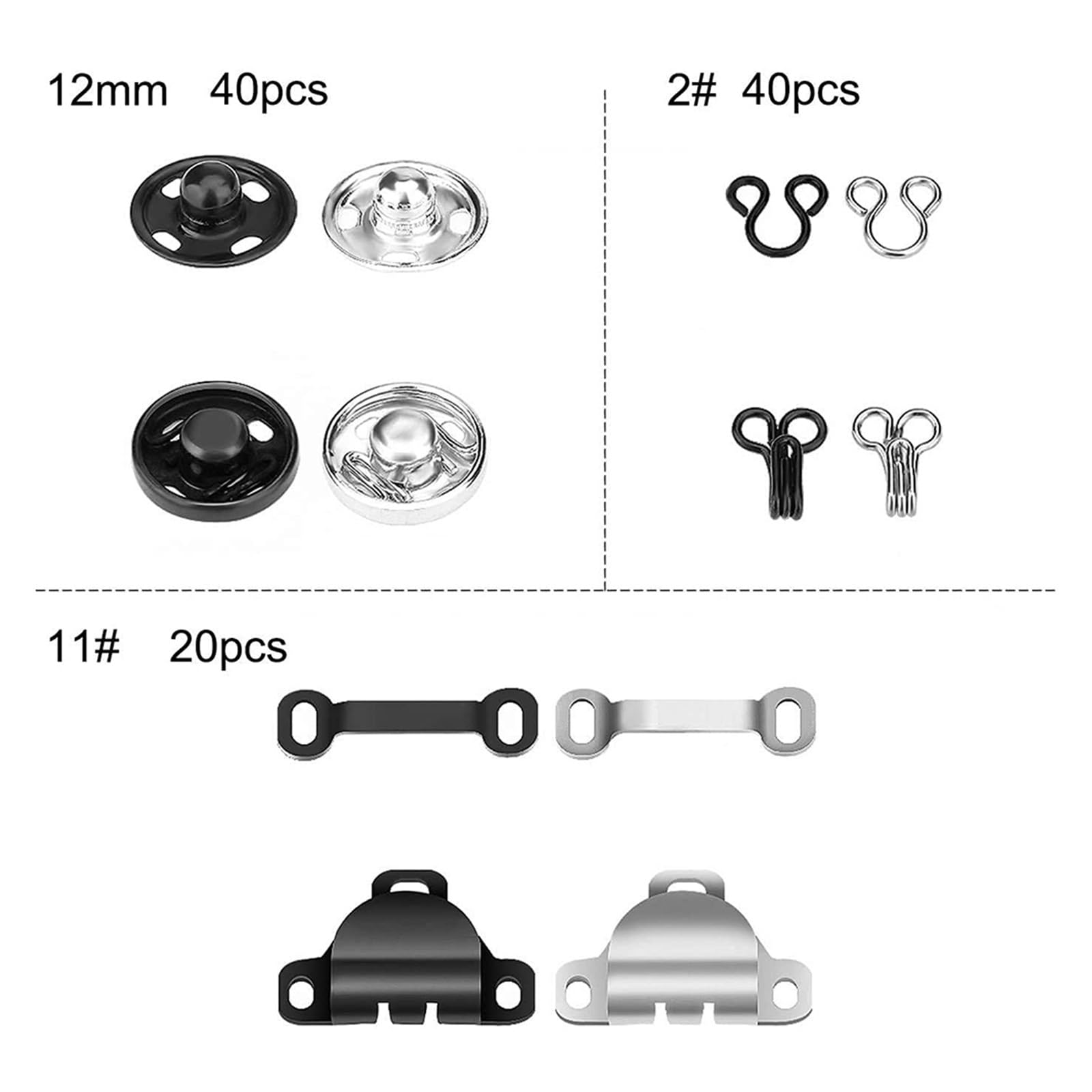 100 Uds. Broches de costura, herramientas de fijación de ropa con botones de presión de Metal, sujetadores, tachuelas de presión for falda, vestido, sujetador, costura DIY
