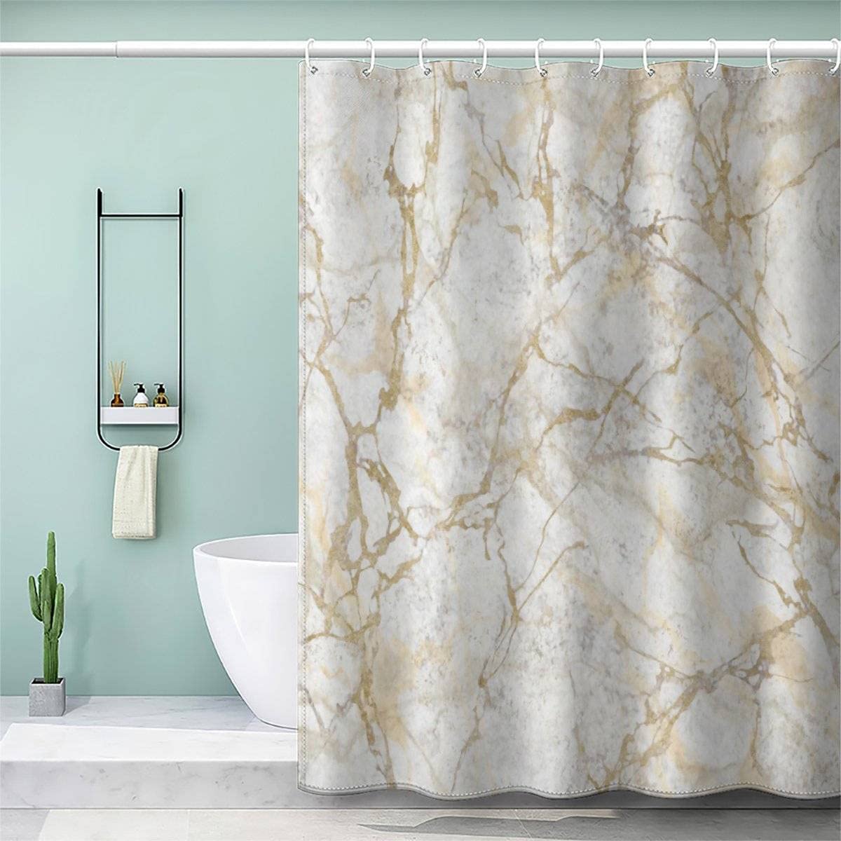 VASENA Shower Curtain Marble Geometric Bath Curtain 3D Printed Mould Proof Bath Curtains for Shower Polyester Shower Curtains 180x180 cm