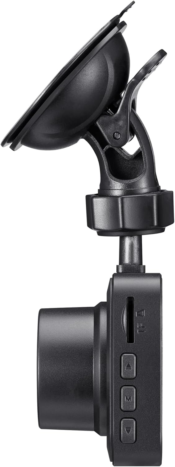 Side view of Orbit D111 Dash Cam showing buttons and ports