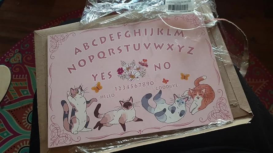 CREATCABIN Holz-Spirit-Board Mit Katzen-Design – Ouija-Brett Mit Planchette, 30 X 21 Cm, Für Wicca & Dekoration