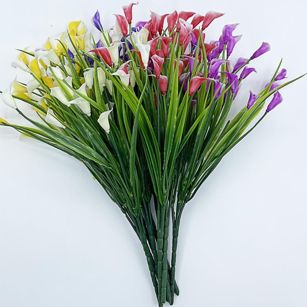 Artificial Flowers, 10-Pack Artificial Calla Lily Bouquet, UV-Resistant Plastic Flowers for Home, Garden, Office, Kitchen, or Table Decor - Image 3