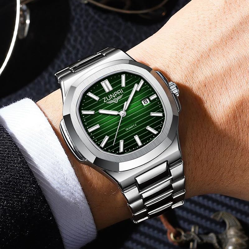 Image of ZUNPAI Watches for Men Business Dress Quartz Wristwatch Male Classic Watch Stainless Steel Strap Analog Waterproof with Luminous Calendar