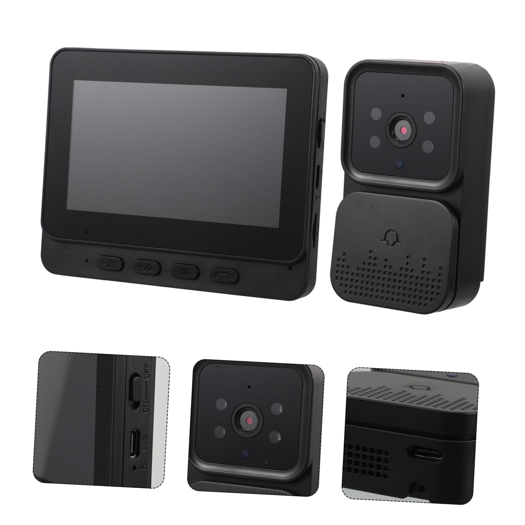 Mikikit Videocitofono con Campanello Wireless Nero con Schermo 4, 3 | Video Monitoring, Comunicazione Bidirezionale, Plastica ed Elettronica, Uso Domestico Remoto