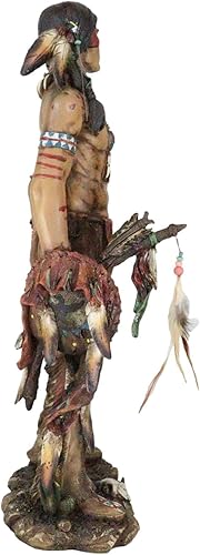 Miniatura 5 de Ebros Gift Rito de paso, nativo americano, águila india, guerrero, héroe tribal con escudo de hacha de caza y armamento, estatua de 19 pulgadas de