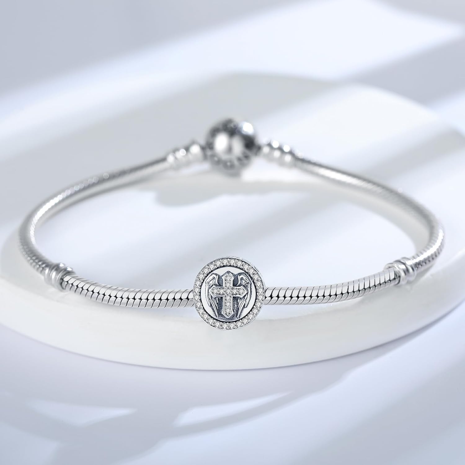 925 Sterling Silver Charms Fit Pandora Charms Bracelet God Has You In His Arms I Have You In My Heart Fit Wife Mother's Day Christmas Birthday Gift - Image 5