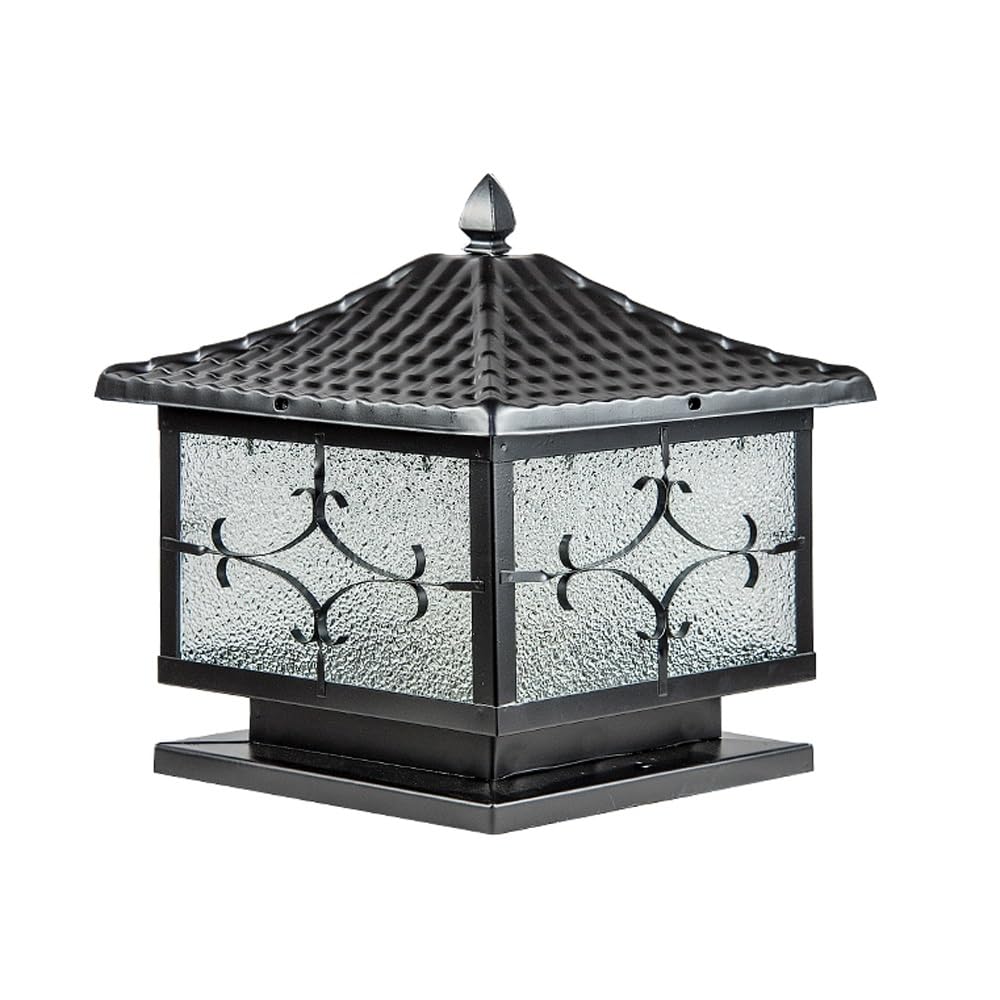 GTHTUHFD Nostalgia Post Cap Lights, Square Deck Fence Lamp, Outdoor Column Lighting For Walkway, Driveway, Patio, Porch,Black-Width:11.8inch/30cm