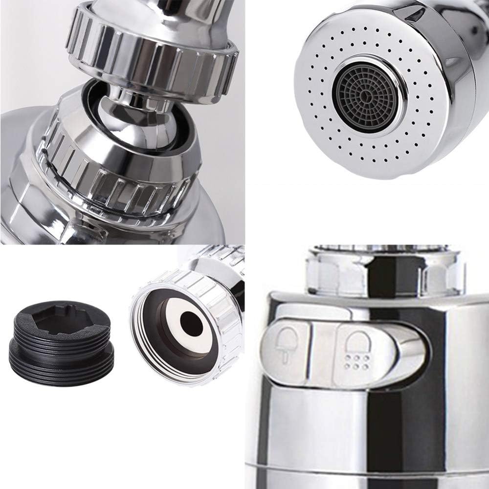 Kitchen Faucet Aerator 360° Rotatable Bent Water Saving Tap Aerator Diffuser Faucet Nozzle Filter Shower Nozzle Tap Connector,Yellow