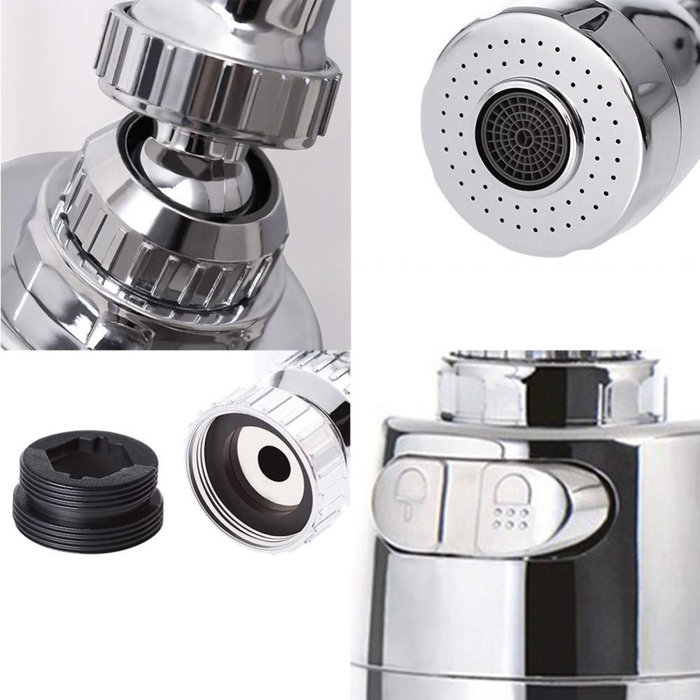 Aeratore per Rubinetto da Cucina Girevole a 360° Rubinetto per Risparmio idrico Piegato Aeratore Diffusore Ugello per Rubinetto Filtro Ugello per Doccia Connett