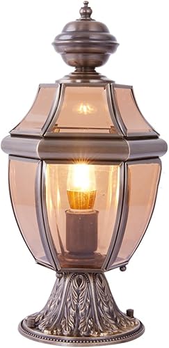 Luces de poste para exteriores, lámpara clásica vintage de cobre completo para postes de pared al aire libre, lámpara de jardín continental, lámpara