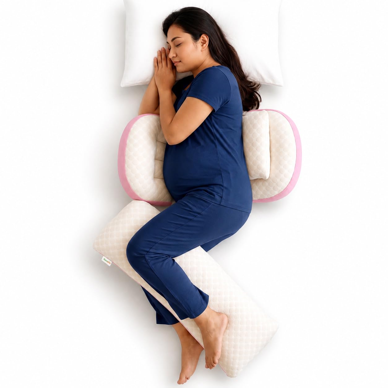 OYO BABY Premium Maternity Pillow Bundle | Hypoallergenic Organic Cotton Cover | 4-Piece Full Body Pregnancy Pillow Set for Back, Belly, Hips and Leg Support | Adjustable Butterfly Design - Pink