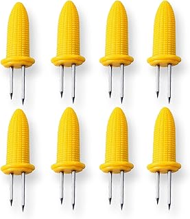 AKH® 8 BBQ Corn Skewers | Stainless Steel BBQ Skewers | Corn On The Cob Holders | Corn Grips Forks | Barbecue Tool | Sweetcorn Holder Fork | Corn Cob Sticks | for BBQ, Camping, Picnic, Summer Party