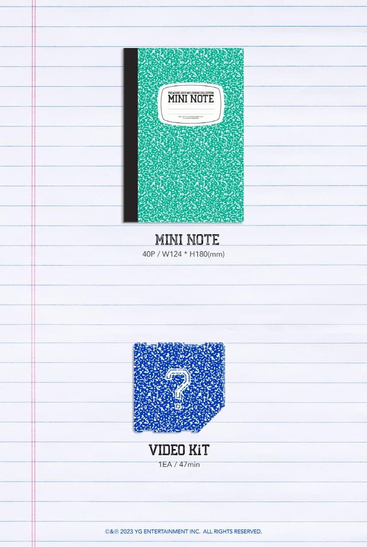 TREASURE 2023 Welcoming Collection Package box+Photobook+Desk Calendar+Photocard set+Selfie photocard+Fortune photocard+Polaroid+Film postcard+Clear sticker set+Mini note+Video kit+Tracking Sealed