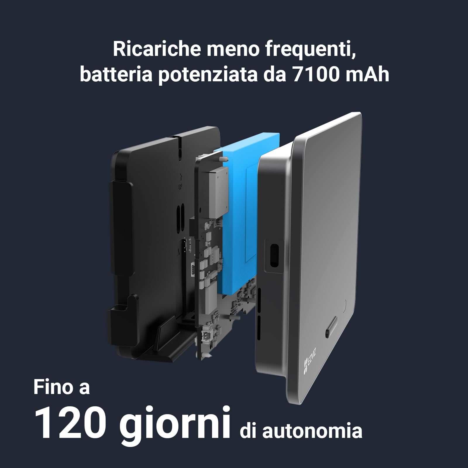 EZVIZ EP4 Spioncino Digitale WiFi 4K con Schermo Touch da 5,5", Batteria 7100mAh, Riconoscimento Facciale AI, Audio Bidirezionale, Visione Notturna, Rilevamento PIR, Supporta MicroSD 512GB, Argento