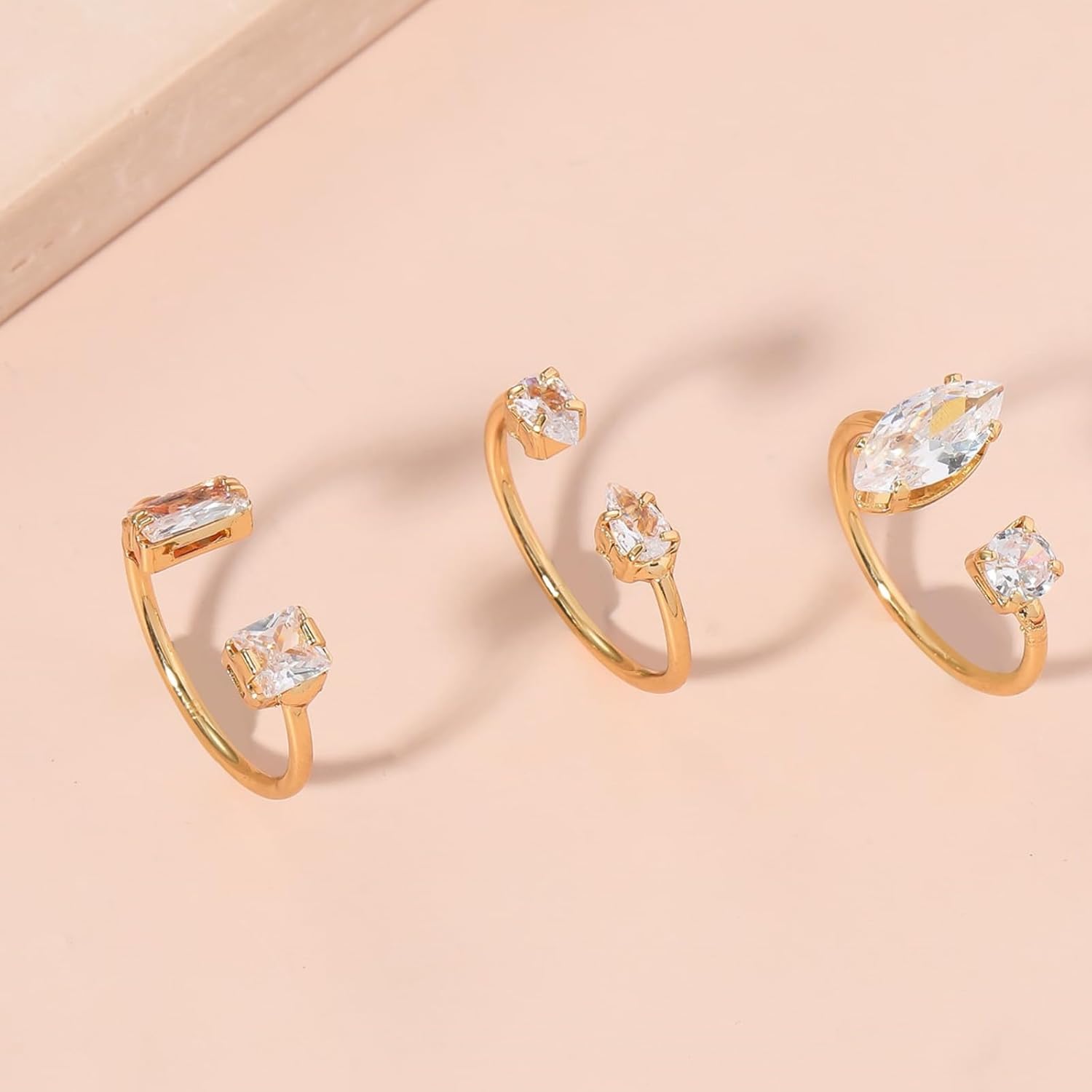 Cubic Zirconia Rings Boho Adjustable Statement Fashion Jewelry Wedding Rings Engagement Ring Anniversary Birthday Gifts for Women - Image 3