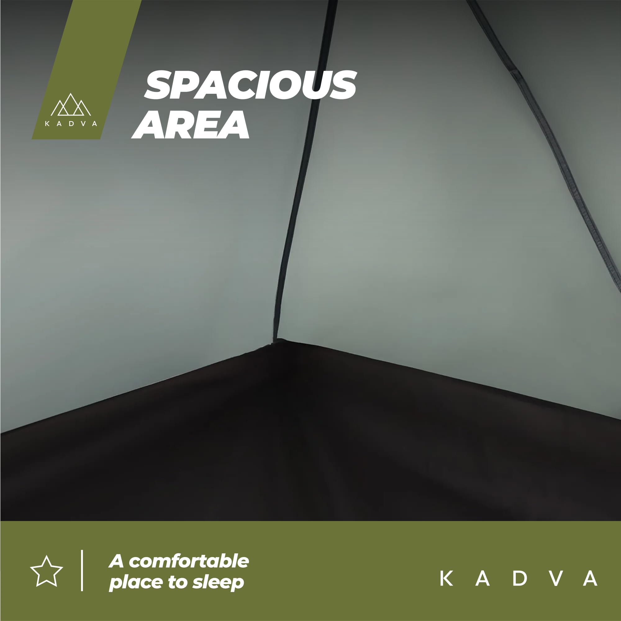 KADVA Namiot kempingowy Aircamp dla 3 osób, z pompką, konstrukcja tunelowa, 210 x 110 x 180 x 140 cm, wodoszczelny, przestronny daszek nad wejściem, kieszenie wentylacyjne, kolor zielony | Wodoodporny, poliester, wymiary 210 x 180 cm, oddychający materiał