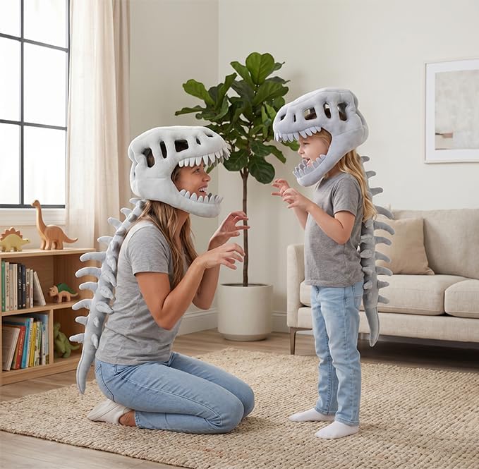 Dinosaur Skeleton Costume Halloween 3D Spinosaurus Skull Mask Plush Spine Softness Skeleton Carnival Cosplay Party