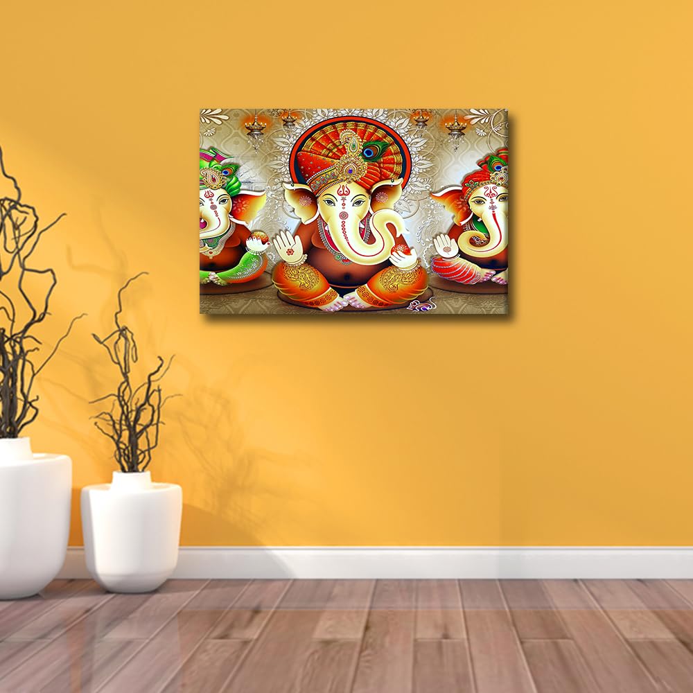 TISHIRON 1 Panel Hinduism Pictures for Living Room Ganesha Wall Art Prints on Canvas Indian God Painting Modern Artwork Hindu God Wall Decor for Bedroom Office Bathroom Decor Ready to Hang - Image 2