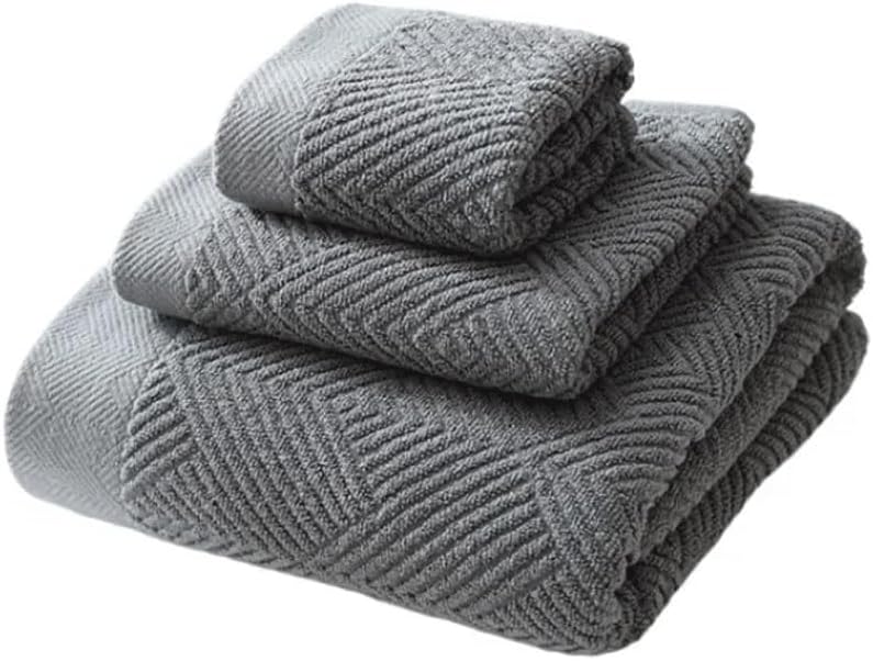 JSEIAJB Cotton Bath Towel Sets Absorbent Adult Bath Towels Solid Color Soft Hand Shower Towel for Bathroom(Gray)