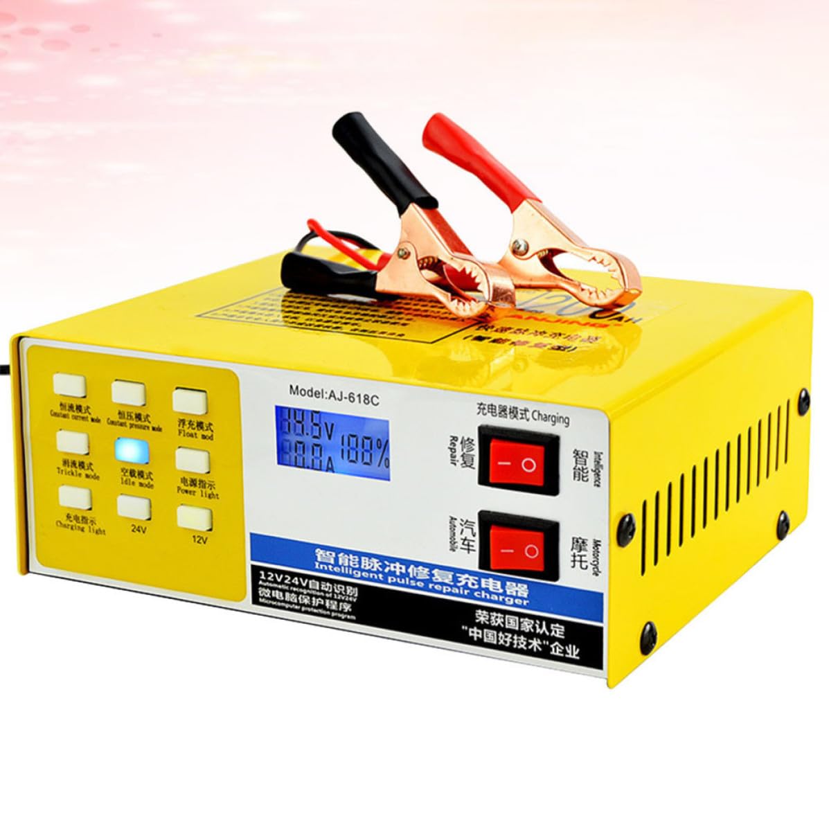 MAGICLULU Caricabatteria Automatico 12v-12a 24v-10a per Batteria Auto e Moto, Caricatore Intelligente Metallo 220w Funzione di Riparazione a Impulsi e Spegnimento Automatico
