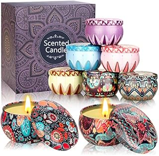 Scented Candles Gift Set ,8Pcs 2.5OZ Natural Soy Wax Long Lasting Portable Travel Tin Aromatherapy Candles Stress Relief Birthday Gifts for Women, Mum Christmas Gifts