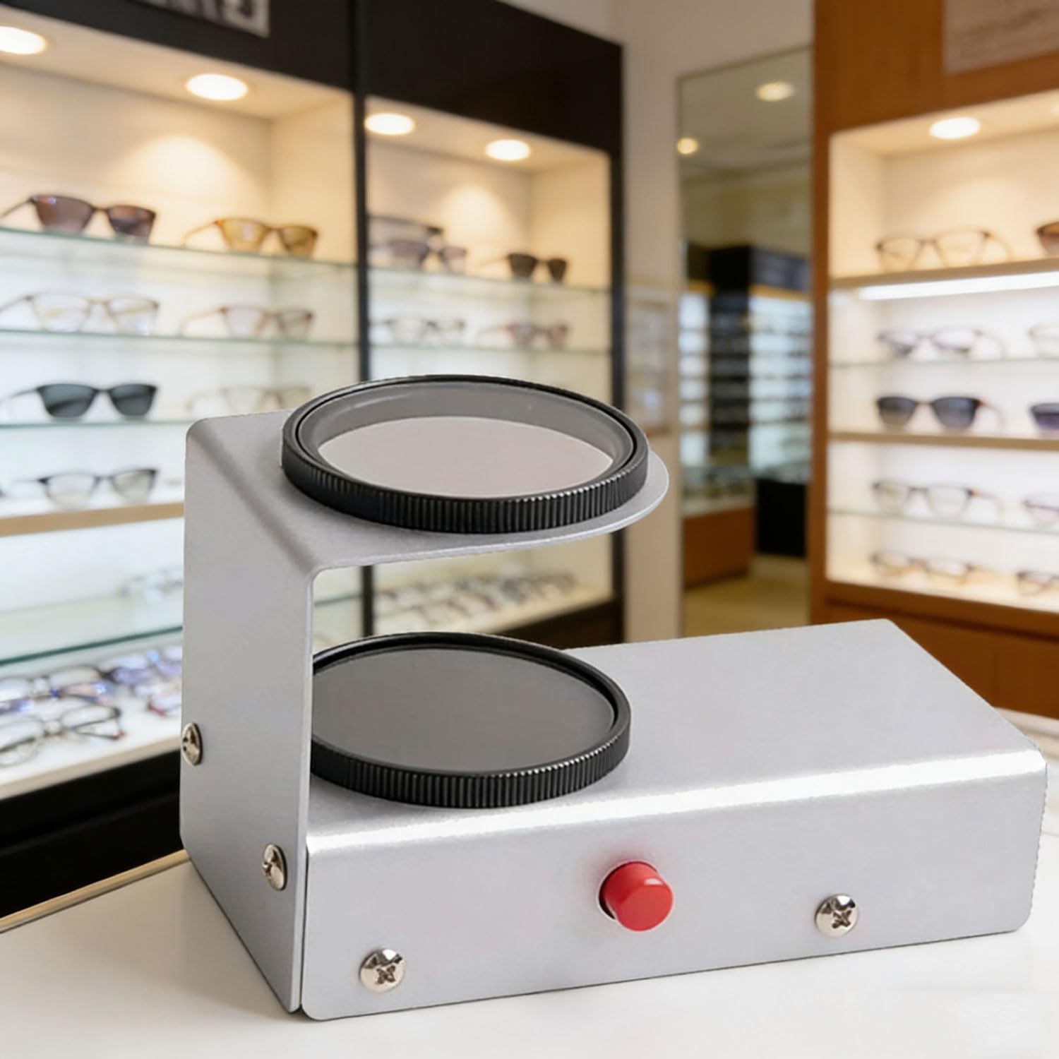Glasses Lens Stress Tester, Crystal Lens Detector Designed with Led Light Source, Handheld Optical Polariscope Glasses Stress Detector, Polarized Stress Meter, Type-C Charging Port, for Optical Store