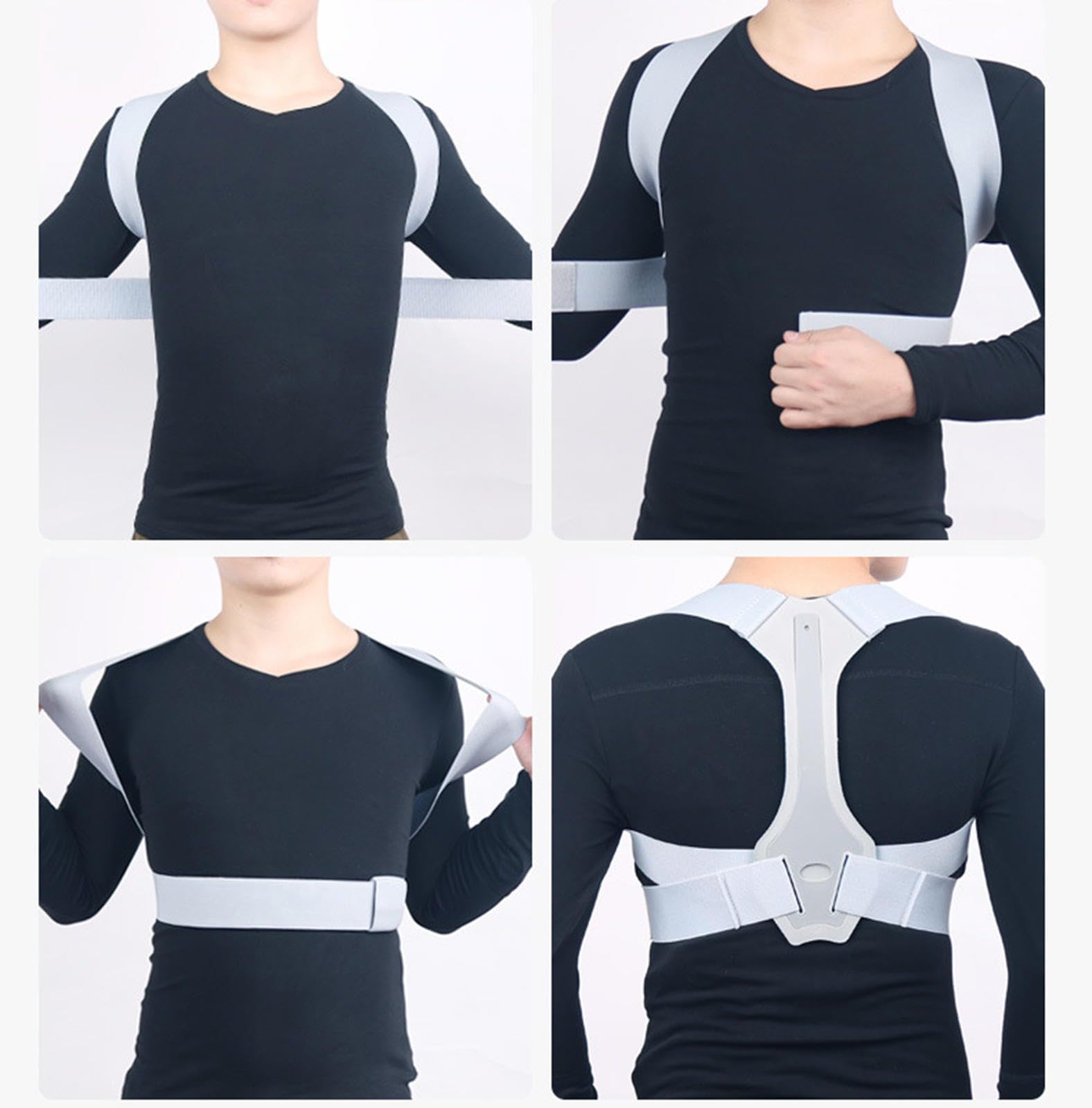 Corrector de Postura para Hombres y Mujeres, Soporte cómodo para la Parte Superior y la Espalda, enderezador de Espalda Ajustable para Espalda, Hombros y Cuello, L