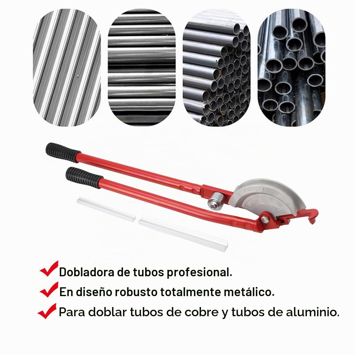 Dobladora de Tubos Manual 2 en 1, 0-180°, 15 mm/22 mm, Herramienta para Doblar Tubos de Cobre