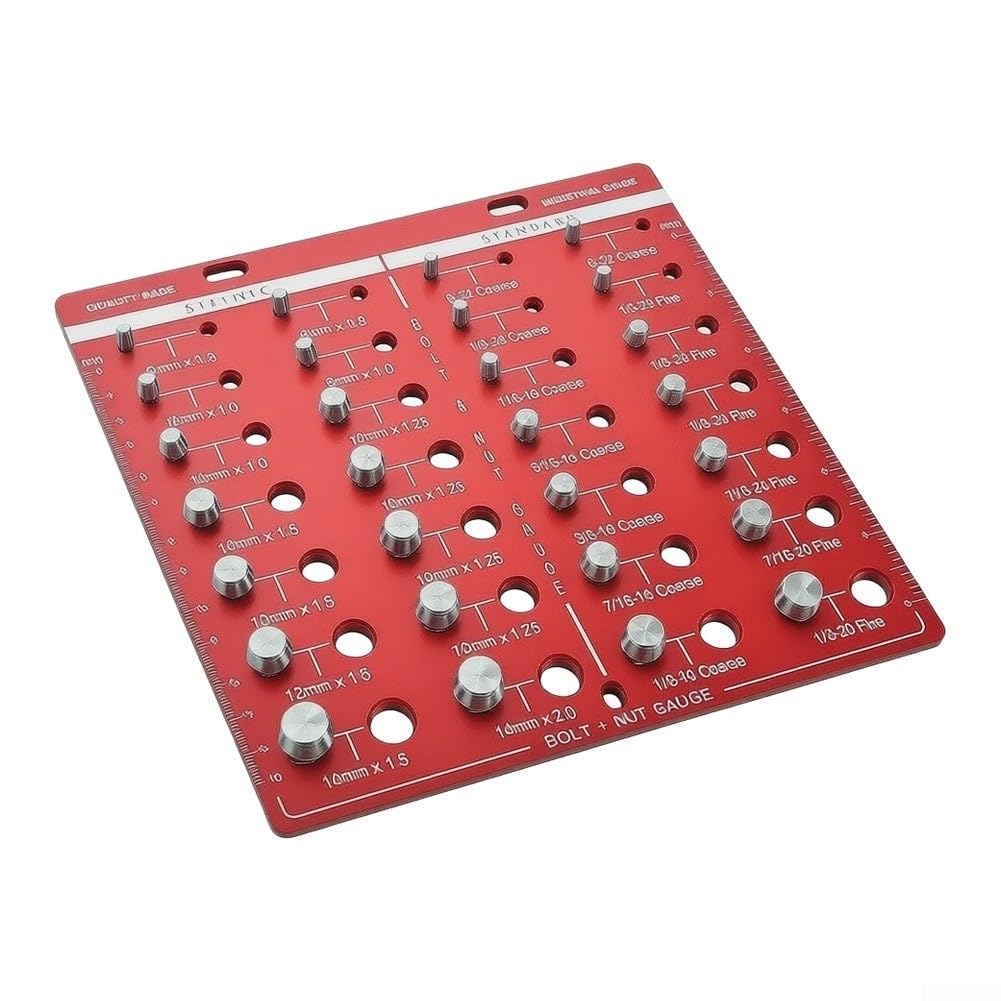 Calibro di filettatura preciso in lega di alluminio, set per viti metriche e SAE, identificazione rapida in officina e auto, robusto strumento di misurazione anodizzato, 22,5 x 21,3 x 3 cm