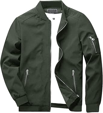 CRYSULLY Men's Spring Fall Casual Slim Fit Thin Lightweight Outwear Sportswear Bomber Jacket Coat