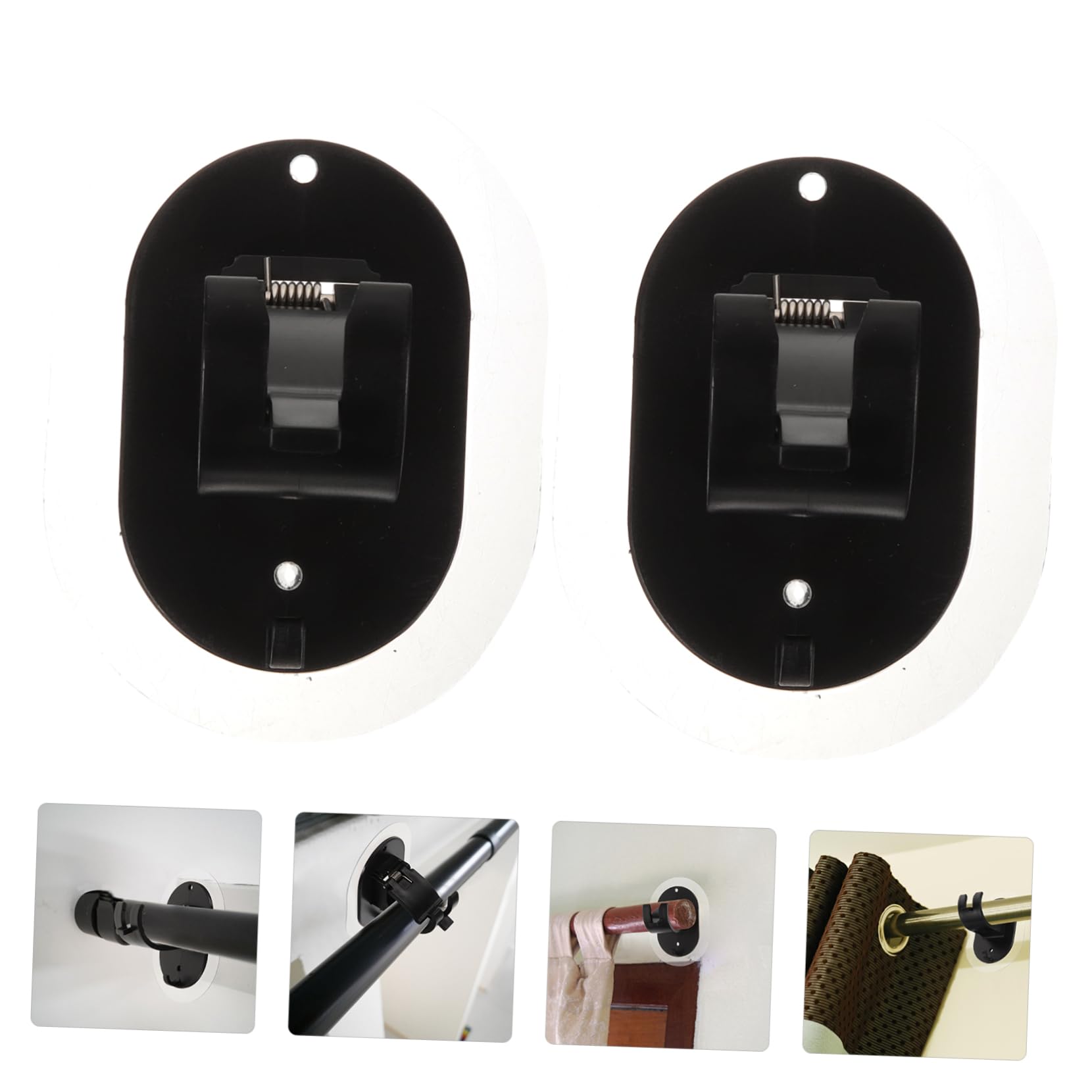 Hemobllo 2Pcs Nail Curtain Rod Holders Adhesive Clips for Bathroom Closet Strong Adhesion Brackets for Easy Installation No Drilling Required Smooth Sturdy Design