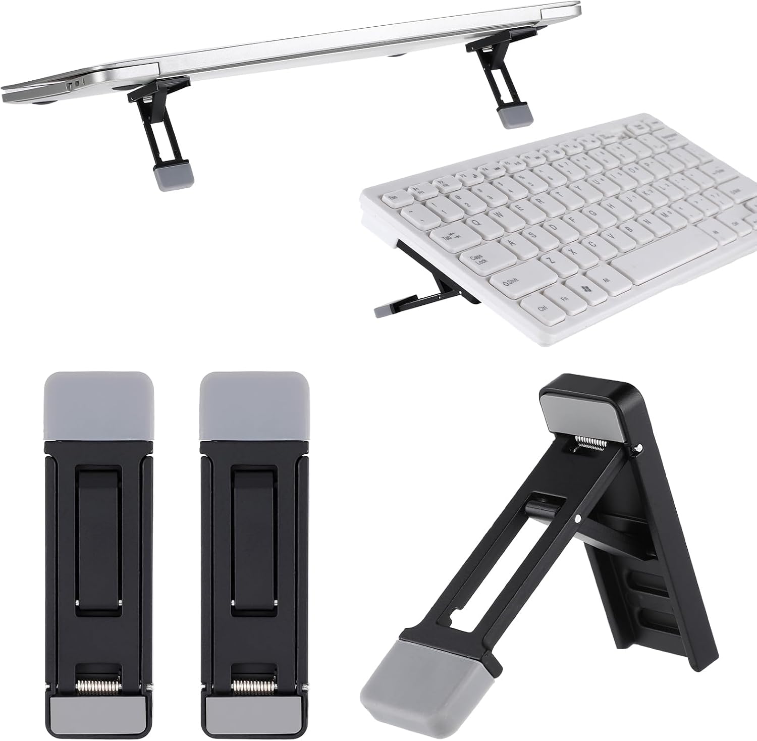2 Pcs Portable Keyboard Riser, Three Tilt Angle Adjustable Foldable ...