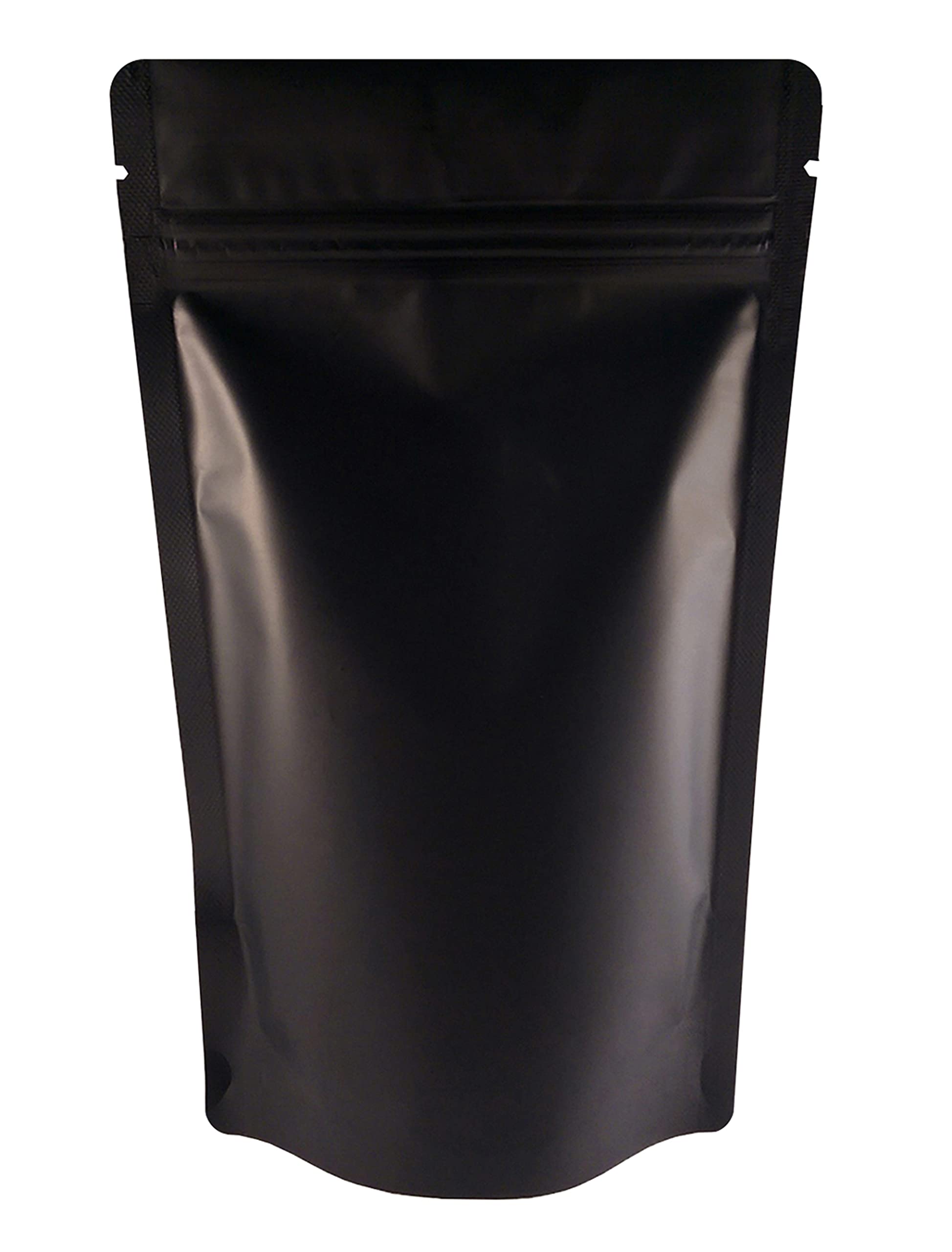 Rightpak Black Matt Stand Up Pouches 50 Pieces 8cm x 13cm, Heat Sealable For Food Storage Tear Notches Smell Proof