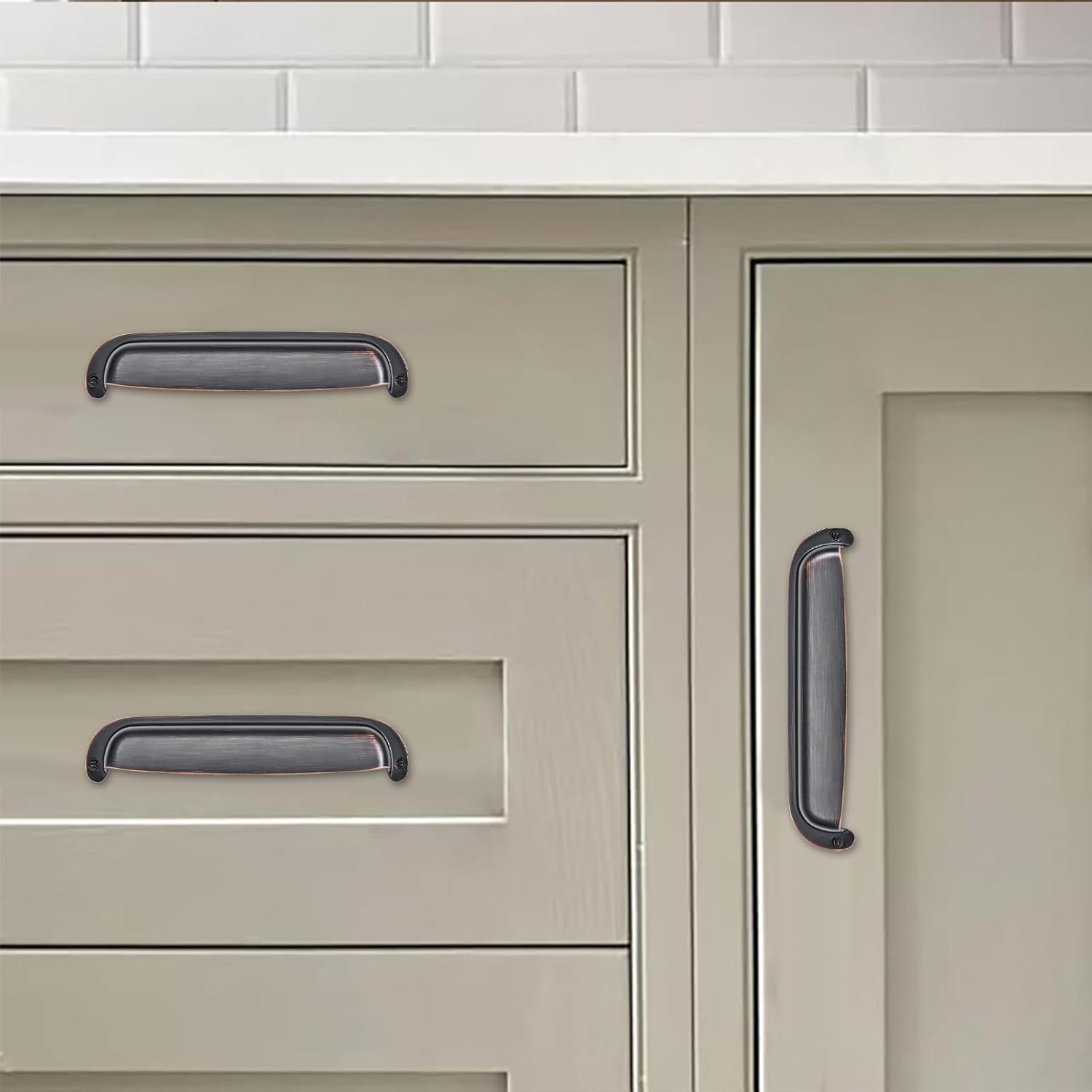 khtumeware 10 Pack 5"(128mm) Hole Center Retro Drawer Pulls Oil Rubbed Bronze Cabinet Bin Cup Pulls Bathroom Hardware Cabinet Handles Drawer Handles Knobs