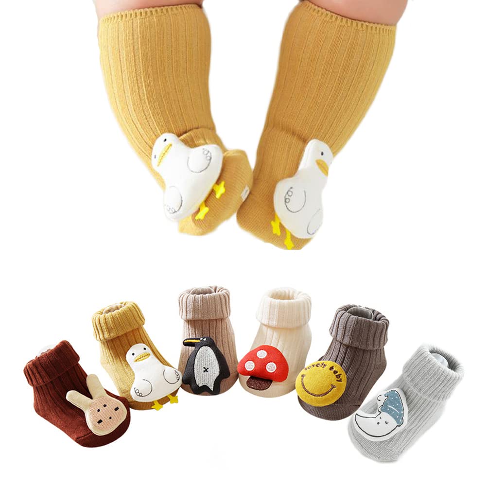 Lot de 6 paires de chaussettes antidérapantes 3D pour bébé garçon fille