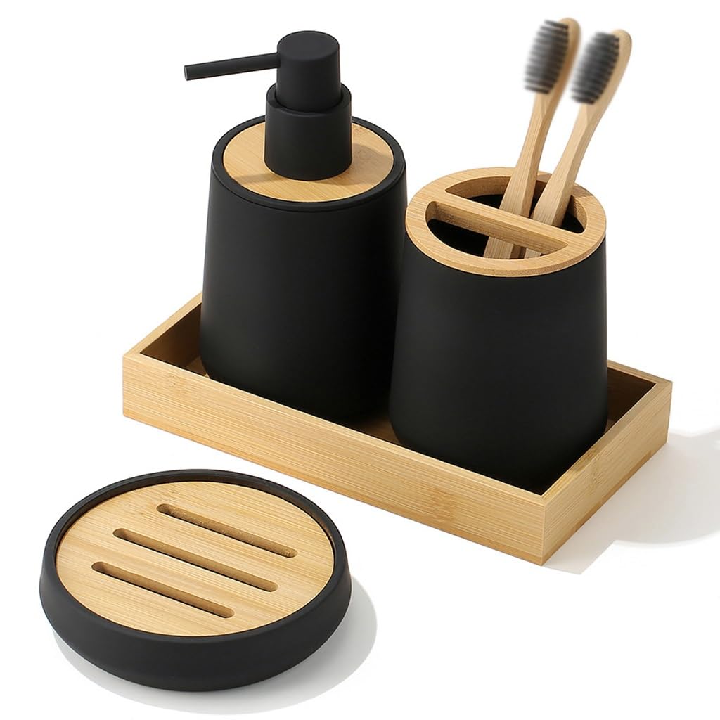 Lotion Bottle Toothbrush Holder Soap Tray Toilet Organizer Bathroom Set