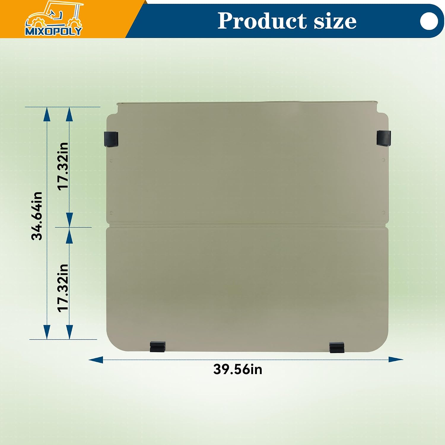 Golf Cart Windshield for Club Car DS 1982-2000, 3/16" Thick Foldable Acrylic Tinted, with Anti-UV， Impact Resistant & Waterproof, For All-Weather Driving Comfort