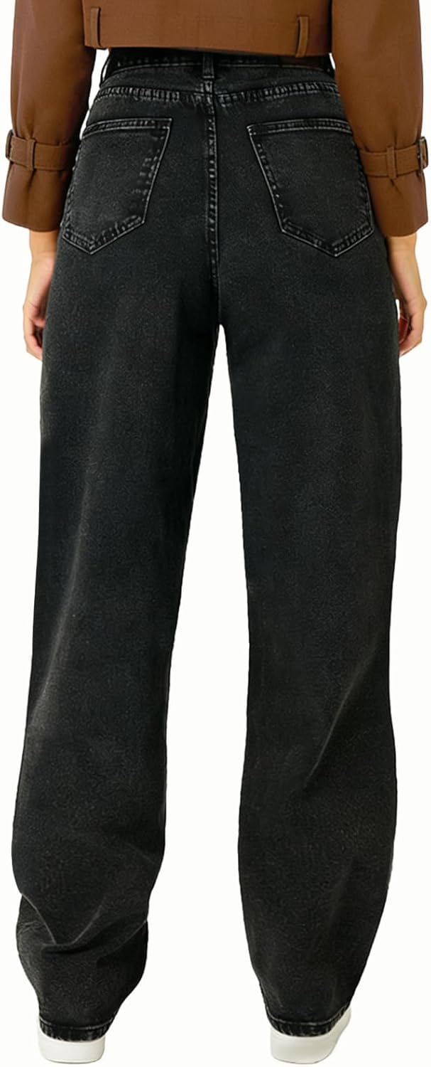 Fleece Lined Jeans for Women Mid Rise Harem Pants Thermal Warm Winter Plush Denim with Pockets Arvetera - Image 7