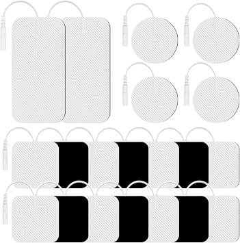 TENS Unit Replacement Pads, 20 Pcs Multiple Size Self-Adhesive Electrode Pads Reusable TENS Pads Set Compatible with TENS EMS Machine with 2.0 mm Pin Connector