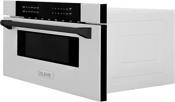 ZLINE Autograph Edition 30 1.2 cu. ft. Built-In Microwave Drawer in Stainless Steel with Matte Black Accents