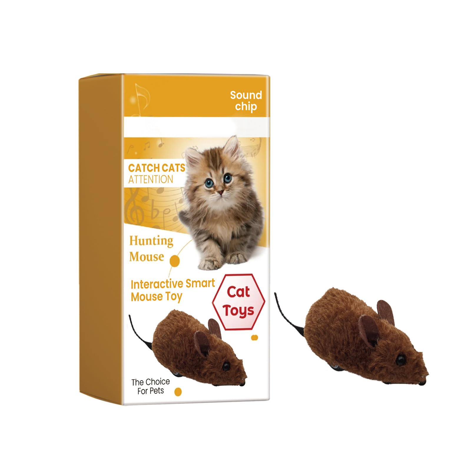 Zenova Interactive Cat Toy Mouse - Realistic Squeaking Sound, Motion-Activated Hunting Game, Plush & Safe Chasing Prank Toy for Indoor Cats, Stimulates Instincts & Exercise (1PC)
