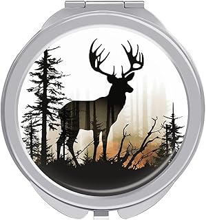 Makeup Mirrors,Deer Silhouette Print Hand Mir...
