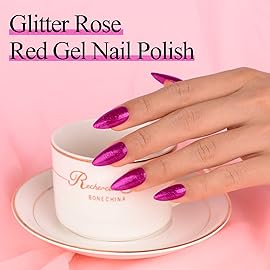 Imtiti Glitter Gel Nail Polish, 1 Pc 0.5 fl oz Sparkly Vanessa Red Wine, DIY Gel Nail Design for Salon Manicure, Christmas Decoration