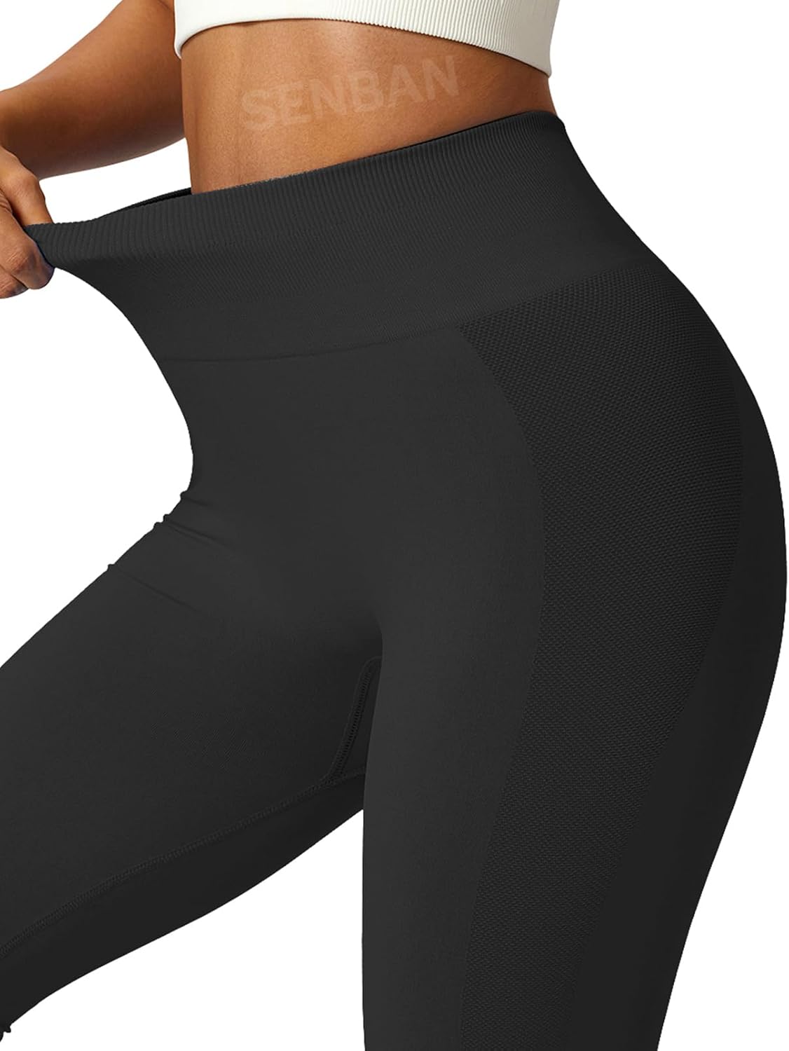 SENBAN 3 Piece Seamless Scrunch Leggings for Women High Waist Workout Athletic Yoga Pants Butt Lifting Booty Tights