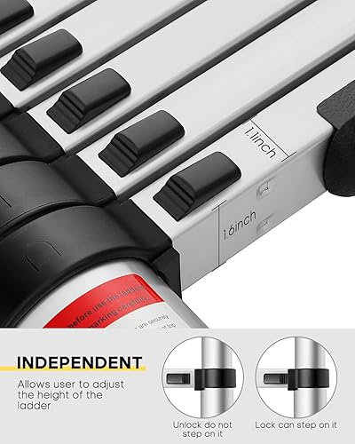 Miniatura 4 de Escalera telescópica, escalera de extensión de aluminio de 8.5 pies con 2 repuestos de cubierta de goma antideslizante, capacidad de carga de 330