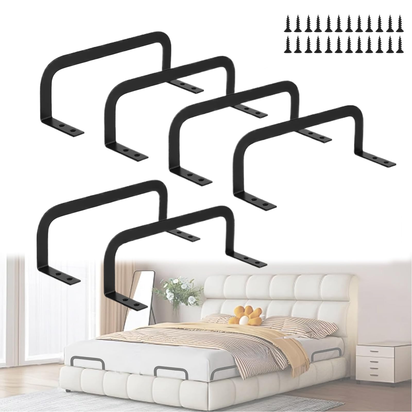 Estabilizadores De Colchón, 6 Piezas Sujeta Colchones Antideslizantes, Con 12 Tornillos, Soporte De Colchón para La Fijación De Colchones, para Paneles De Cama Macizos, Tatami, Camas Flotantes