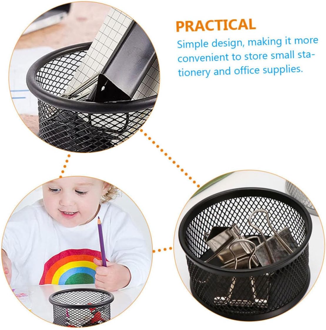 2pcs Box Multi-function Paper Clip Storage Holder Mesh Design Office Supply Box for Desk