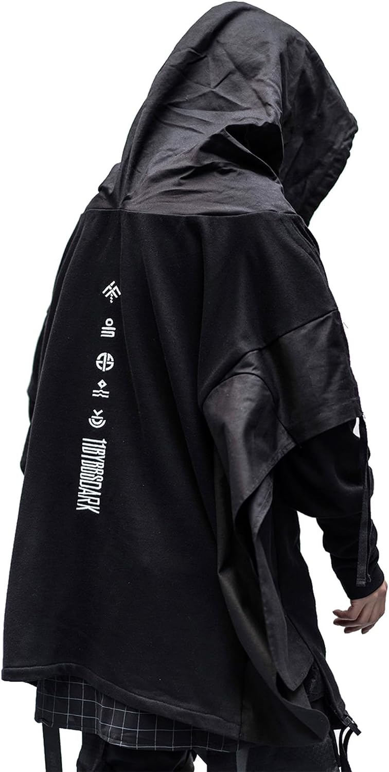 Niepce Inc Streetwear Techwear Hoodie for Men (US, Alpha, Large, Regular, Regular, Standard, Black3)
