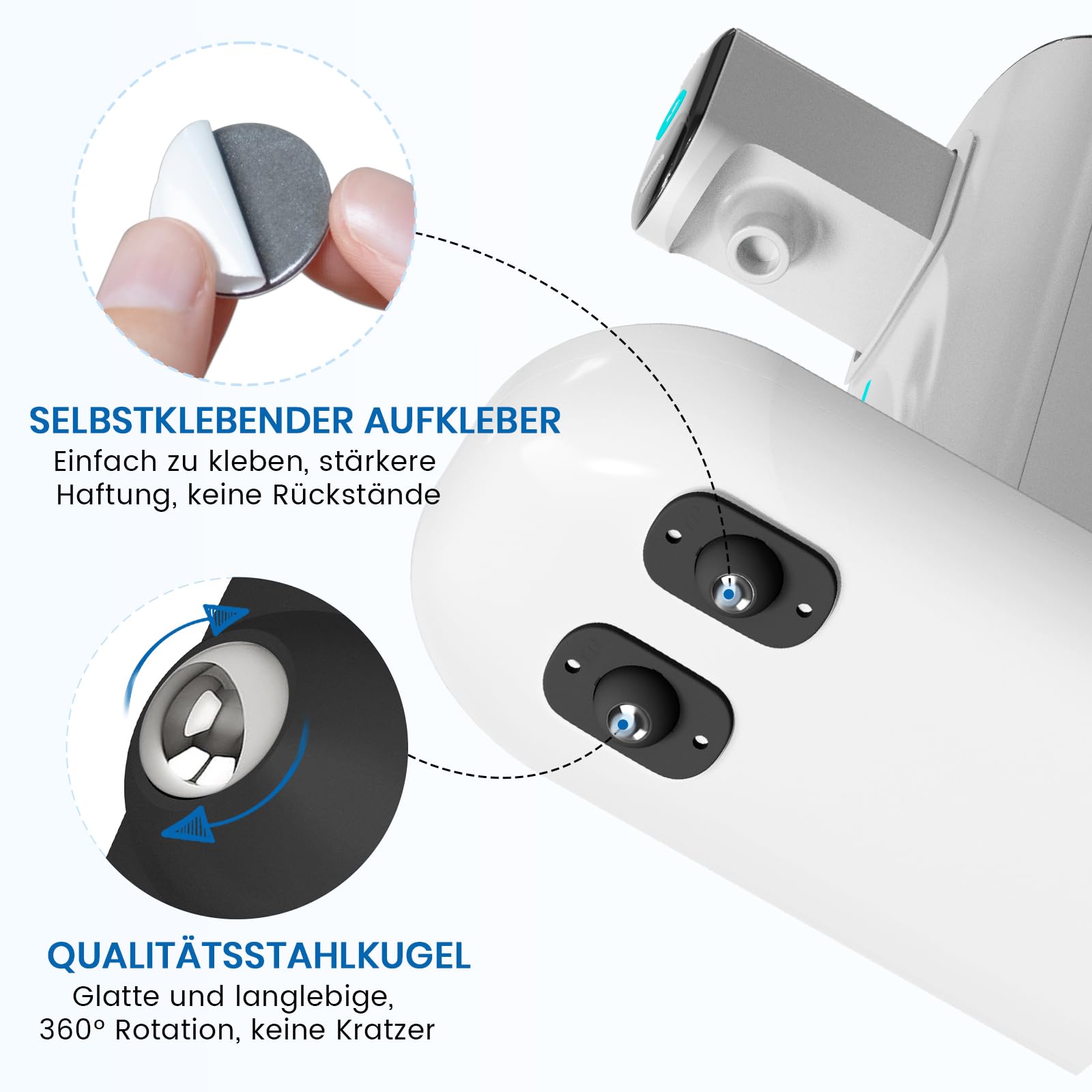 TRVL FIELDER Set van 8 zelfklevende mini-wielen voor keukengerei, 360° draaibaar, zelfklevende wielen voor doe-het-zelf, vuilnisbak, opbergdoos, kleine apparaten, zwart
