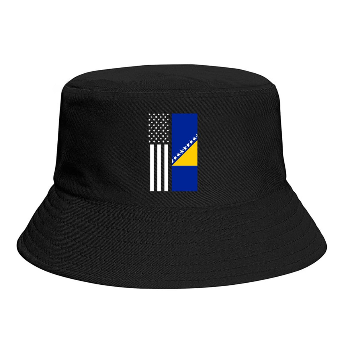 America Bosnia Bosnian Flag Bucket Hats Fashion Sun Cap Packable Outdoor Fisherman Hat for Women Men